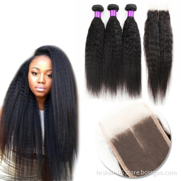 Brazilian Virgin Hair Kinky Straight 3 Bundles 100% Brazilian Kinky Straight Human Hair Extensions Brazilian Yaki Straight Hair
